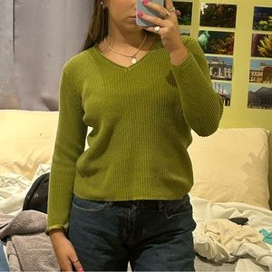 green knit sweater